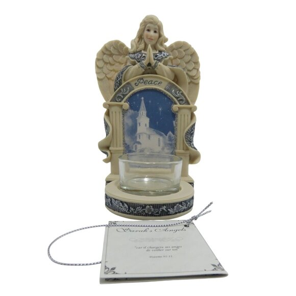 Sarahs Angels Peace Angel Glass T-Lite Candle Holder 6" Tall from 2006 - Picture 1 of 13